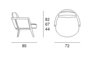Cocoon disegno tecnico poltrona e divanetto | Cocoon armchair and sofa technical drawing